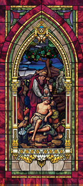 Decorative church stained glass window deluxe medallion UV film design IN-09