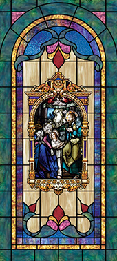 Decorative church stained glass window deluxe medallion film design IN-14