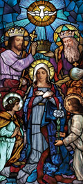 Crowning Mary stained glass window film design