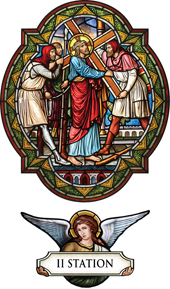 decorative stained glass window film religious medallion design